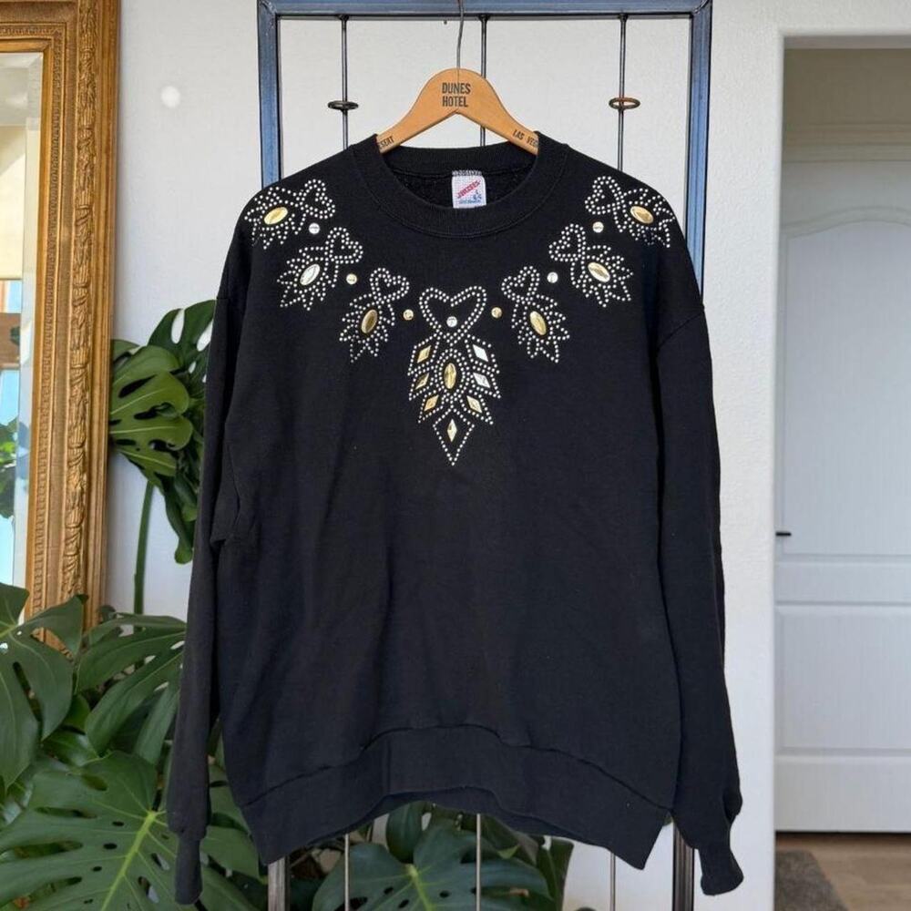 Vintage 80s/90s Black Studded Sweatshirt
